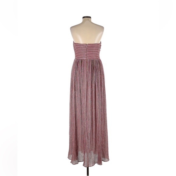 AQUA Metallic Stripe Cutout Gown Rainbow Long Formal Dress Homecoming Prom EUC L - Picture 8 of 9